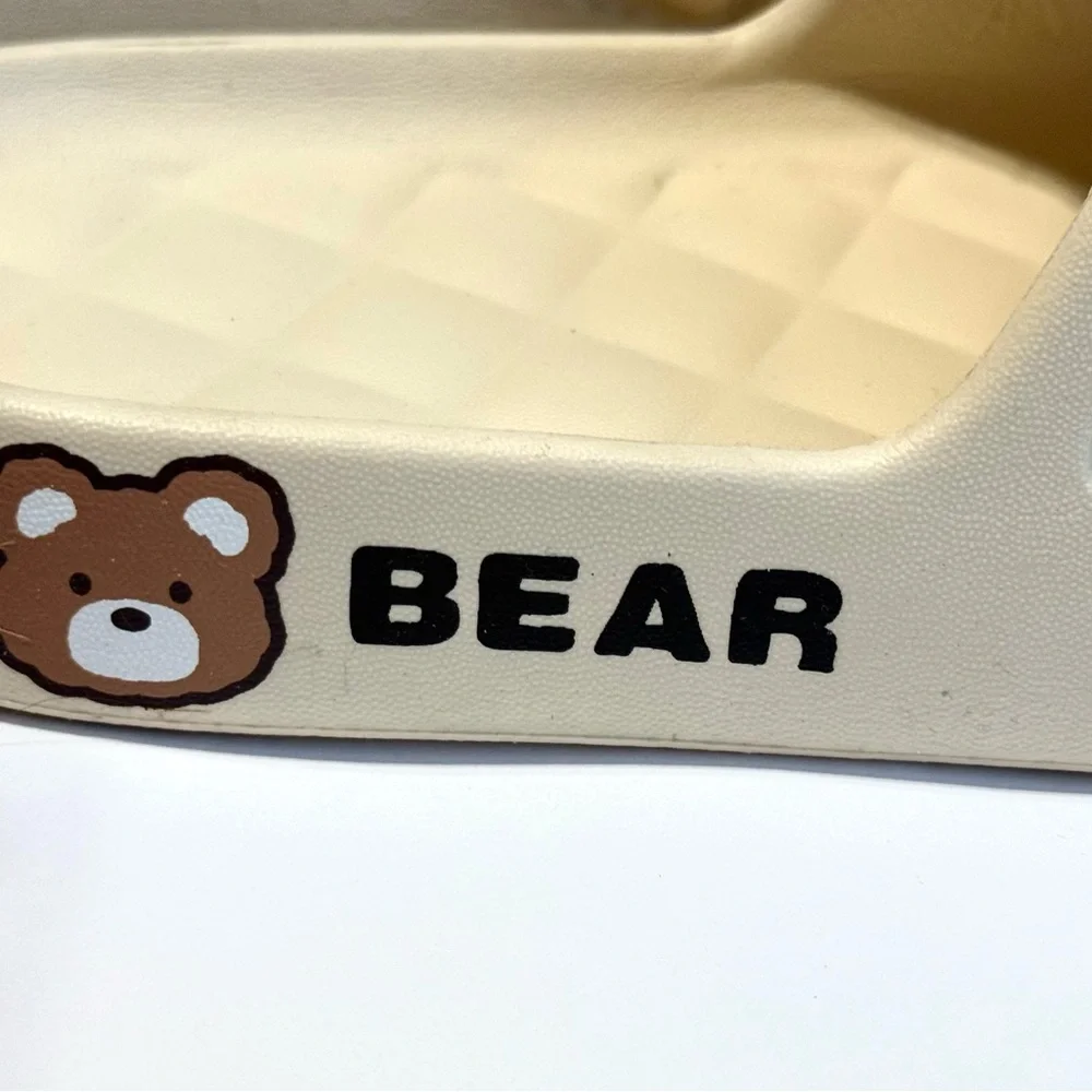 Beige Bear Slides Women’s Sandals Cute Kawaii Cozy Slippers Size - Picture 5 of 8